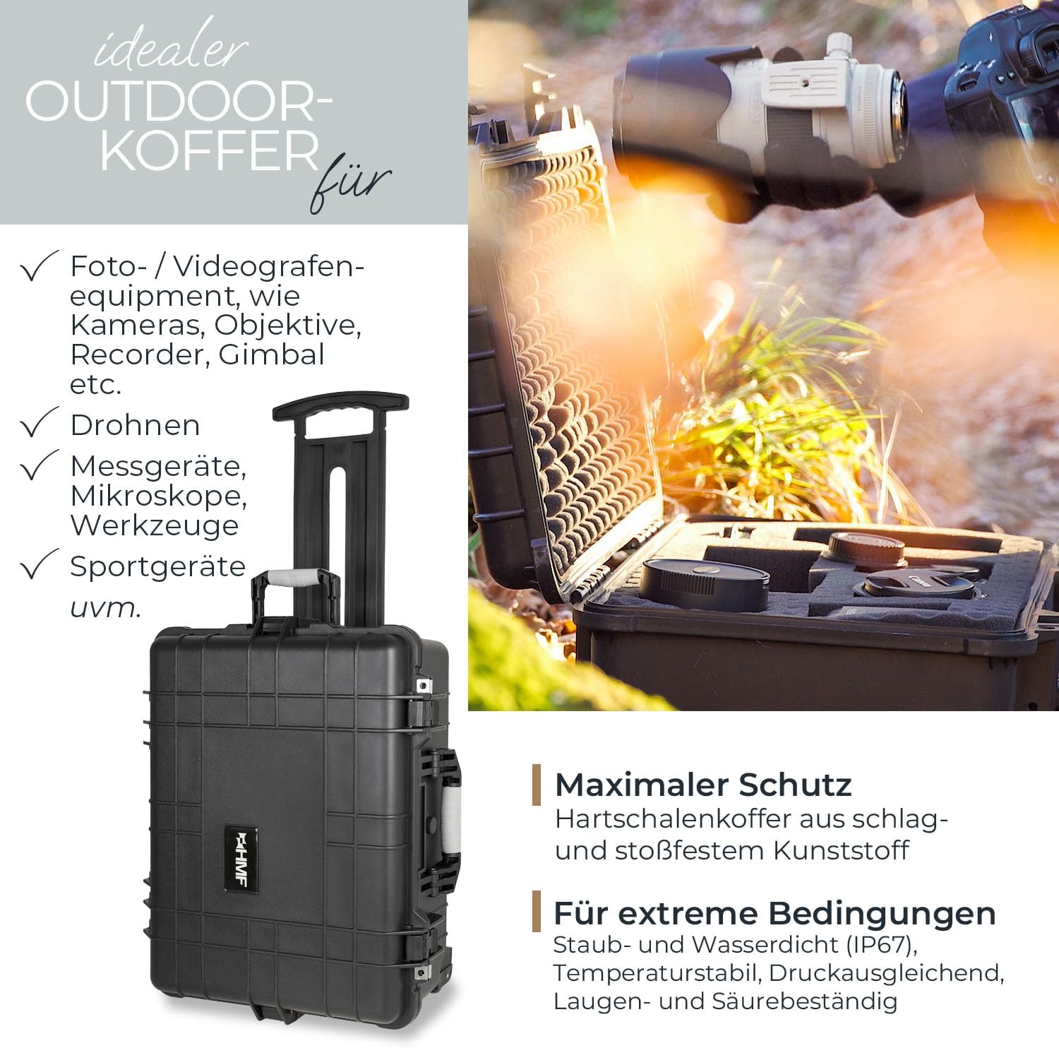 Koffer, Schutztasche, Hartschale, Kameraausrüstung, Gehäuse