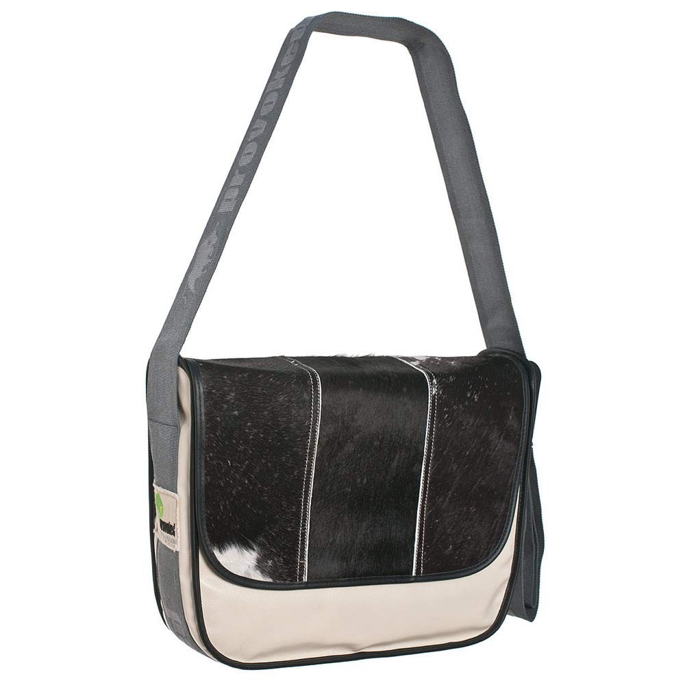 Tasche, Schultertasche, Lederoptik, Farbkontrast, Beige-Schwarz