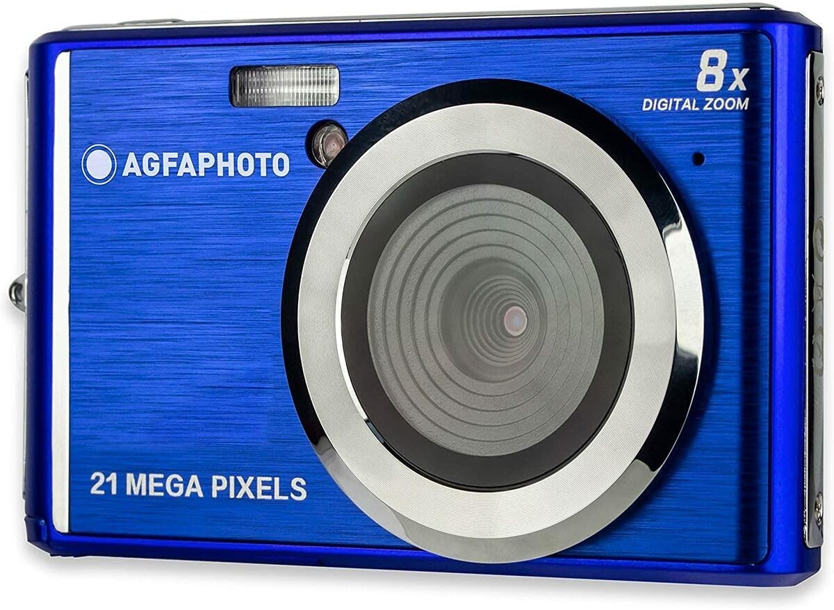 digitale kamera, blau kamera, kompakte kamera, 8x zoom, 21 megapixel