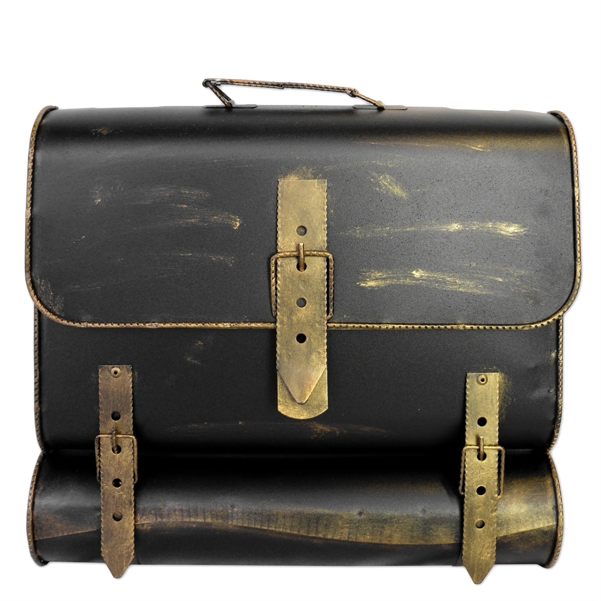 militärischer Taschen, Lederkoffer, Duffle, Messing-Schnallen, Vintage-Optik