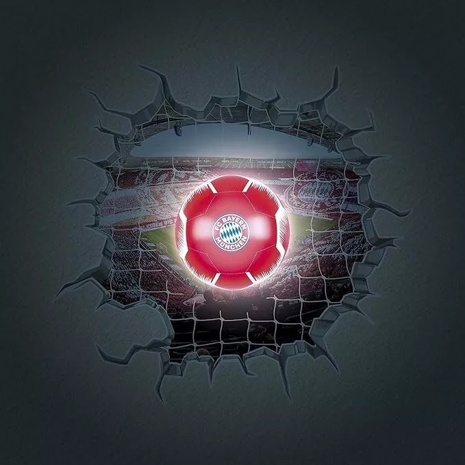 FC Bayern München LED Lampe Ø 22cm mit Wandtattoo 70 x 70 cm - kabellos - Timer
