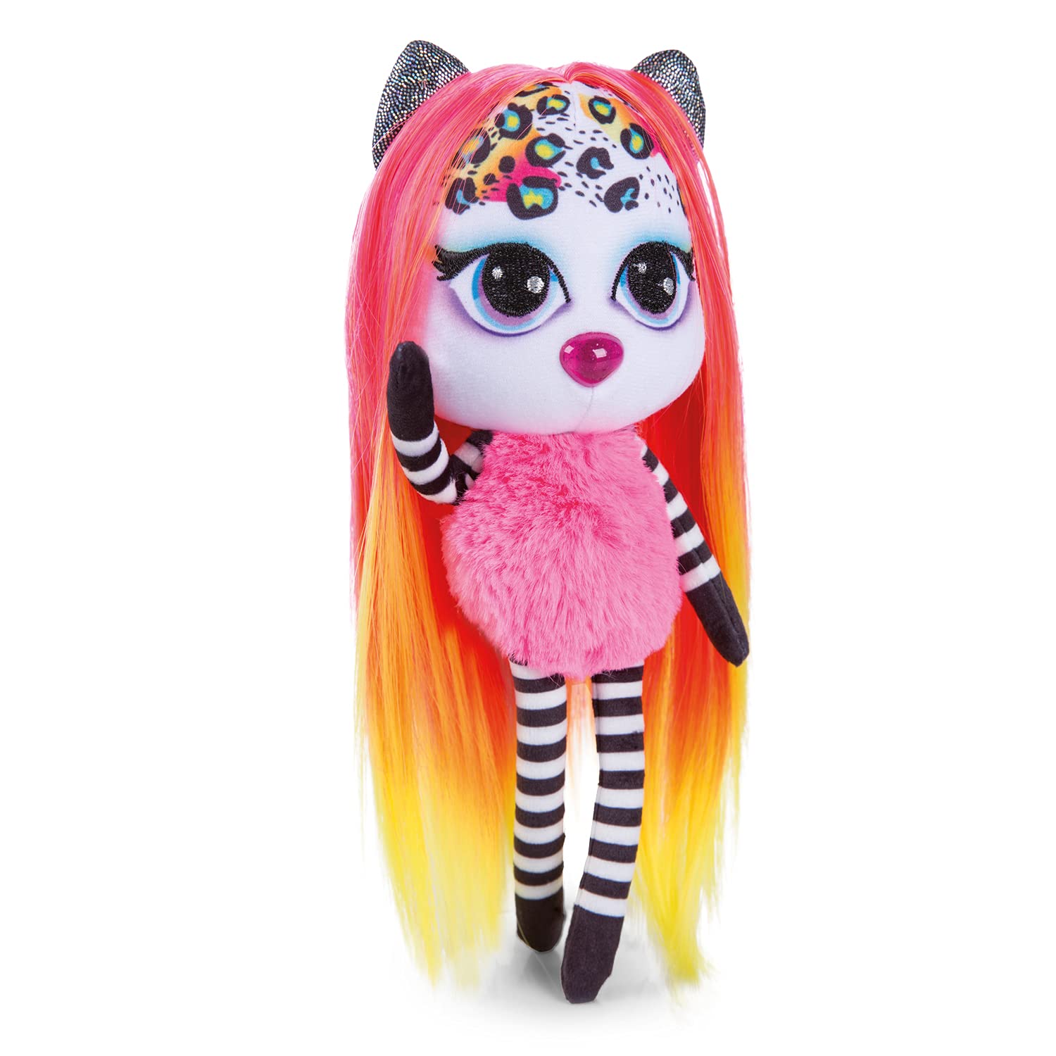 NICI Pixidoos Puppe Piku 20cm in Geschenkbox, inkl. Tattoo Sticker, Haarkamm & Freundschaftsarmband – Styling-Puppe Mädchen mit mehrfarbigen Haaren zum Kuscheln, Spielen, Stylen & Sammeln