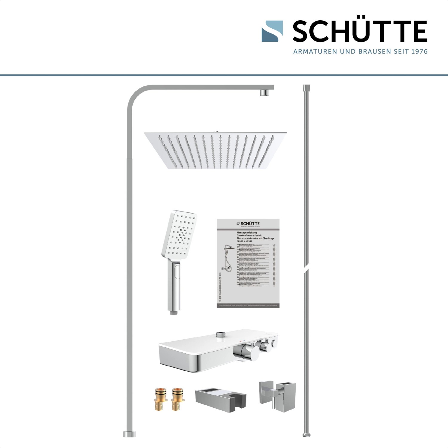Schütte Überkopf Brauseset Ocean mit Thermostat Ablage Chrom Weiß