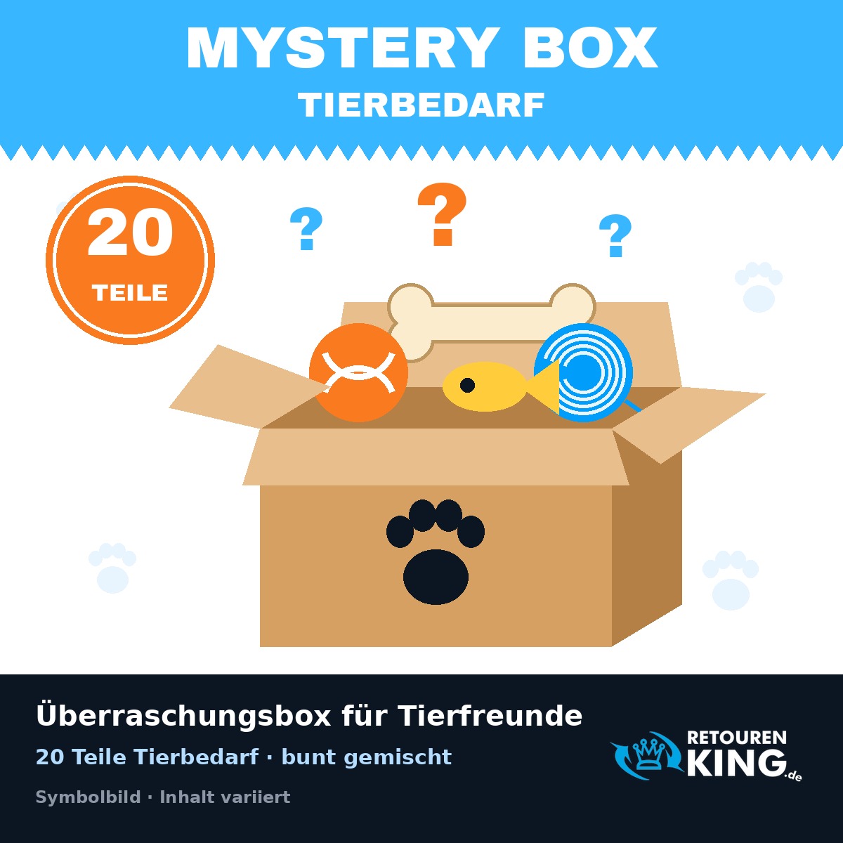Überraschungsbox, Tierbedarf, 20 Teile, bunt gemischt, Kartonverpackung