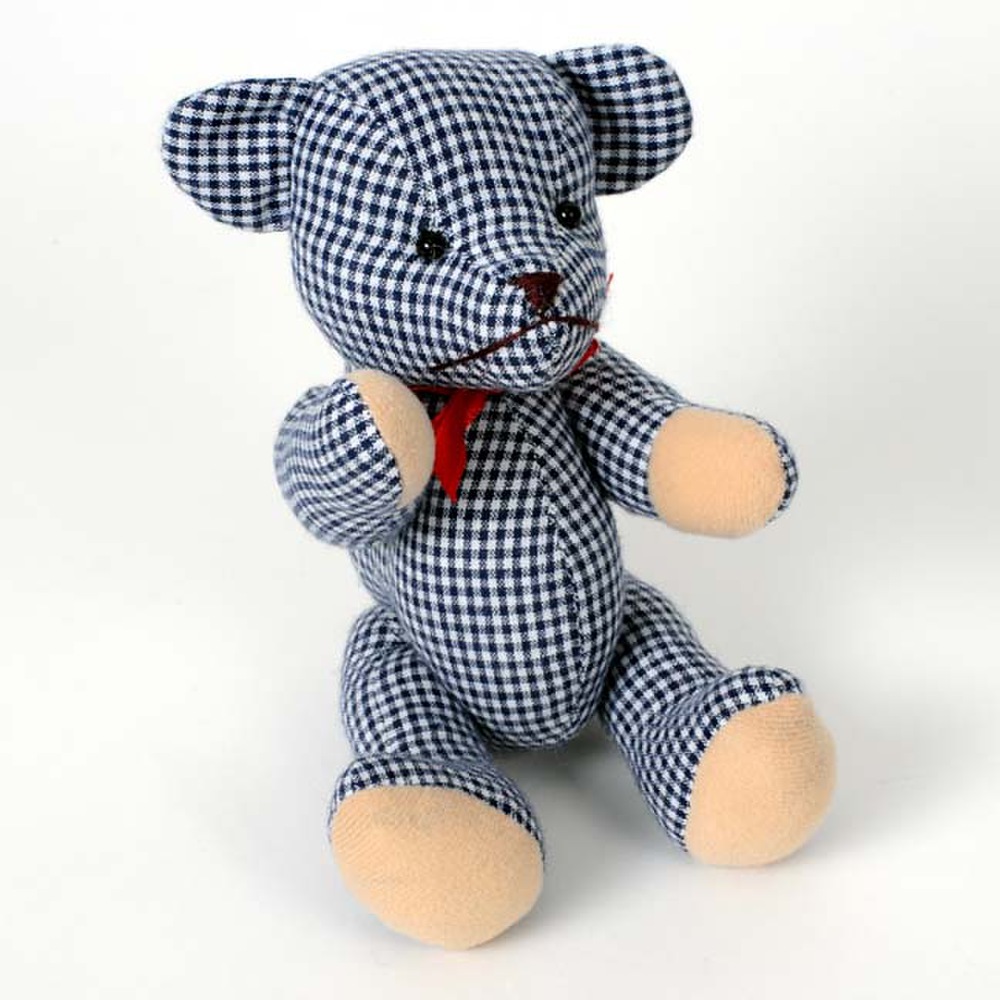 Teddybär, Popart Teddy, Stofftier aus toll gemusterten Stoffen: Glencheck, Gingham, Hahnentritt, Mil