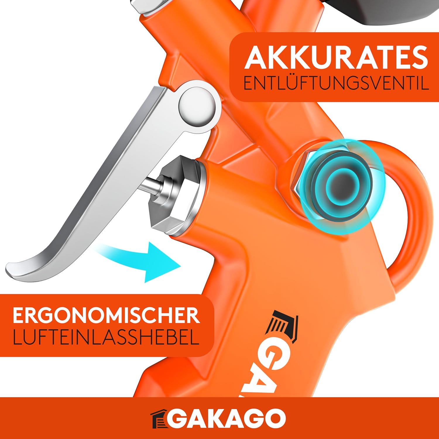 Gakago Reifenfüller Präziser Reifendruckfüller mit hochwertigem 0-12 bar Druckluft Manometer Extra langer 45cm Reifenfüllschlauch Vielseitiger Reifendruckprüfer für Auto LKW Fahrrad
