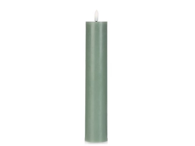 ELAMBIA 4 LED-Kerzen mit Wachsspiegel Slim Line salbei Dekokerzen Stabkerzen