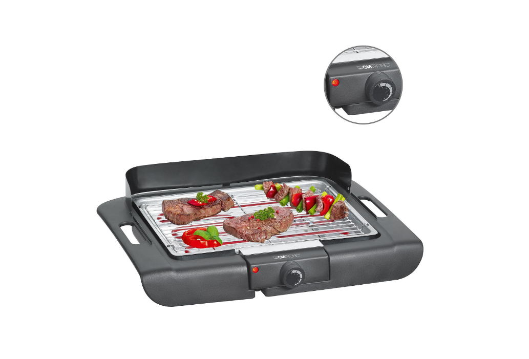 CLATRONIC BQ 3507 Elektrogrill Schwarz 2000 Watt Grill Grillrost elektrisch Indoorgrill