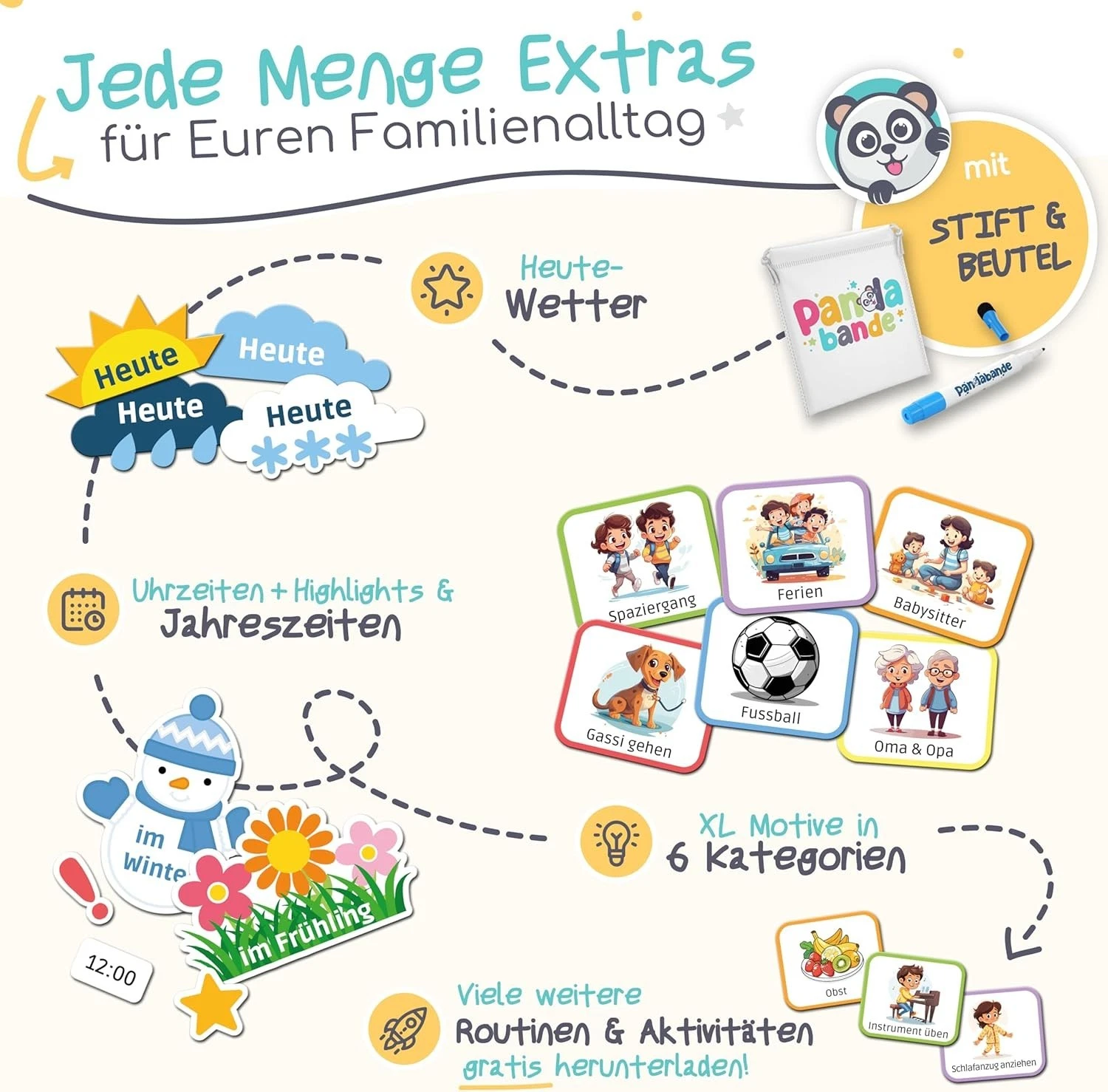 Pädagogische Spielkarten, Kinderaktivitäten, Ferien- und Freizeit, Fussball, Spaziergang