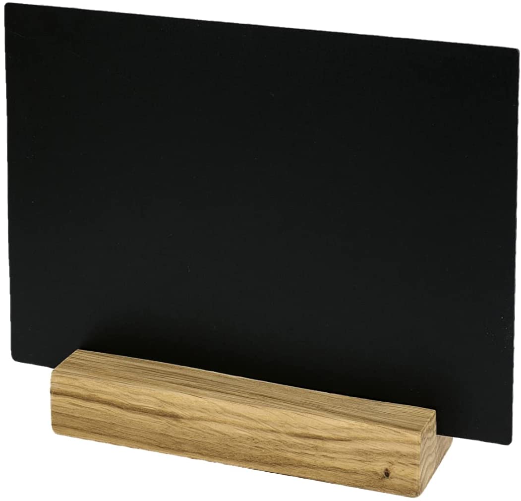 HMF Acryl Tischaufsteller 5er set Kreidetafel mit Holzfuß DIN A6 schwarz