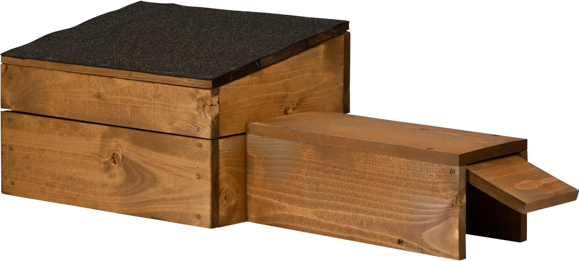Holz-Wandregal, Naturholz, Braune Oberfläche, Schwarze Ablagefläche, Mehrstufiges Regal