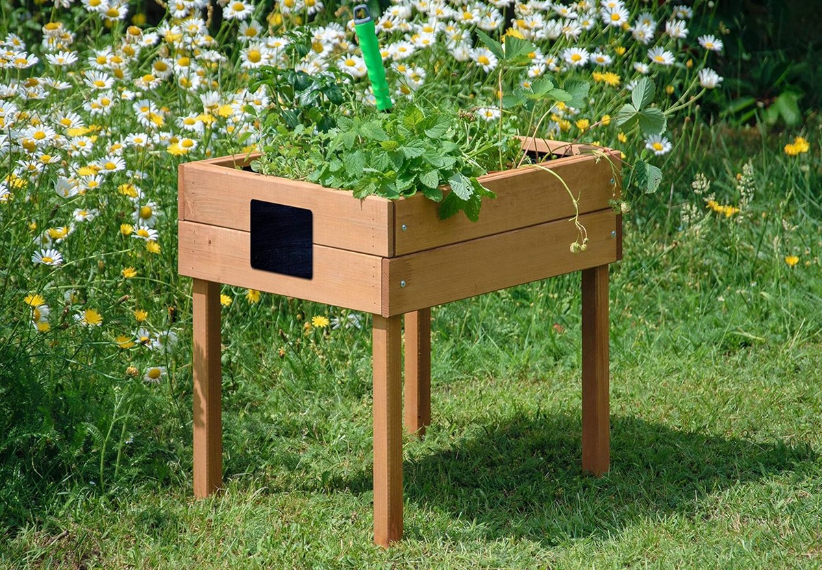 holzbox, pflanzkasten, blumentisch, stockwerk, grünpflanzen