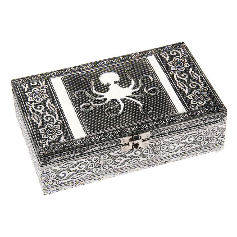 Schmuckbox aus Aluminium, verschiedene Designs, 20 x 12 x 6 cm