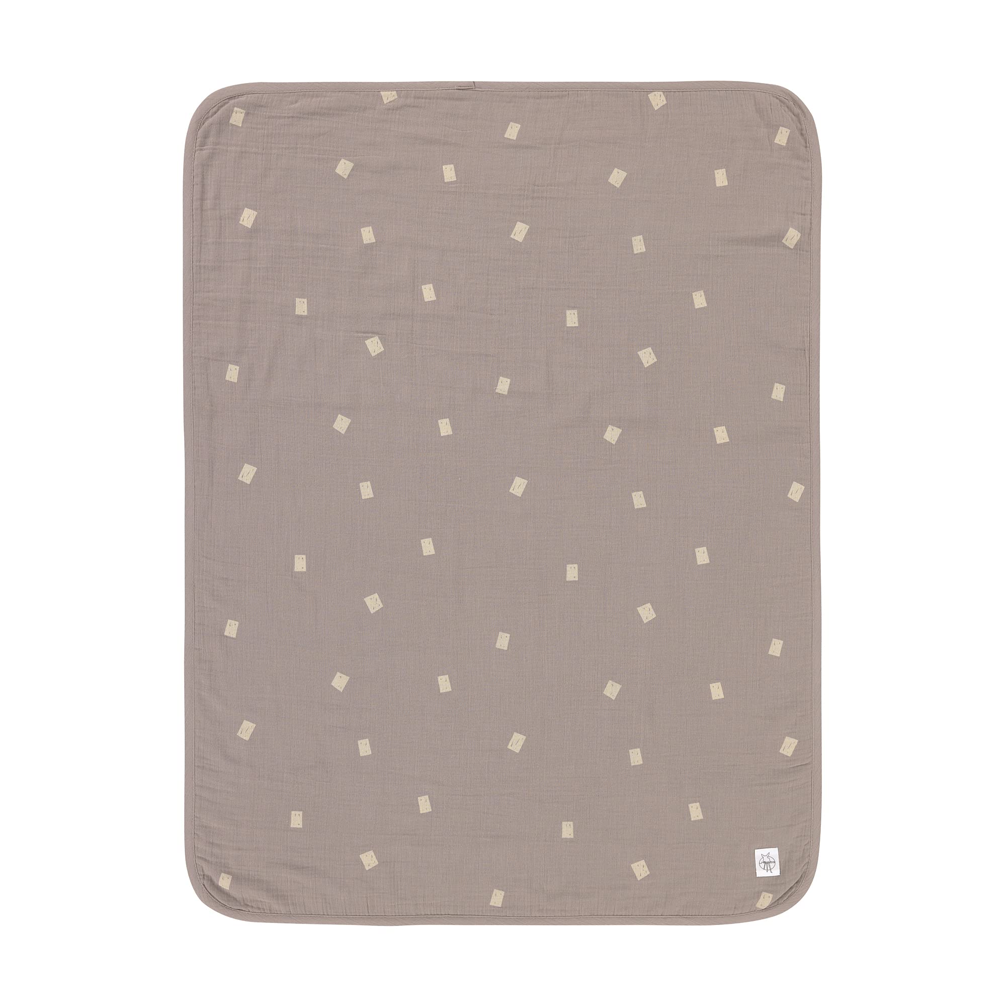 LÄSSIG Mull Babydecke Krabbeldecke Kuscheldecke GOTS zertifiziert/Muslin Blanket 75 x 100 cm Spots taupe