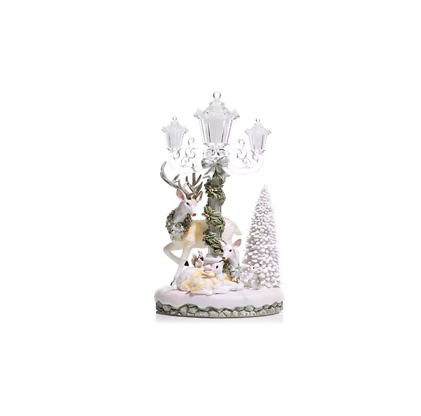 LUMIDA Xmas historische Laterne Kristall Optik Hirsch Tischdeko Weihnachten beleuchtet 30cm