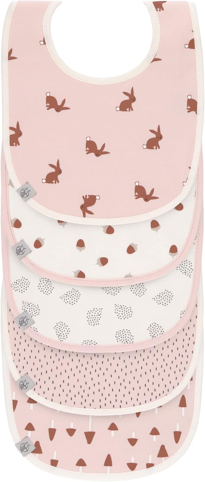 LÄSSIG Baby Kleinkind Lätzchen Set (5 Stk.) Klettverschluss Baumwolle wasserdicht/Value Pack Bib Little Forest Rabbit