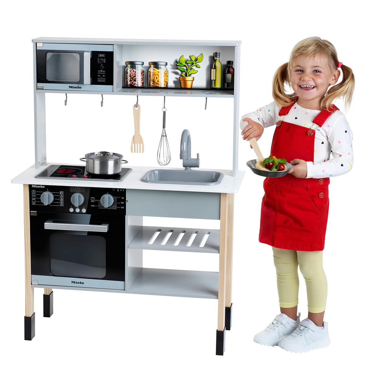 Theo Klein 7199 Spielzeugküche Miele Holz MDF Kinderküche Spielküche Spielzeugkochset Kinderküchenset Kinderküchenherd Spielzeugherd Küche