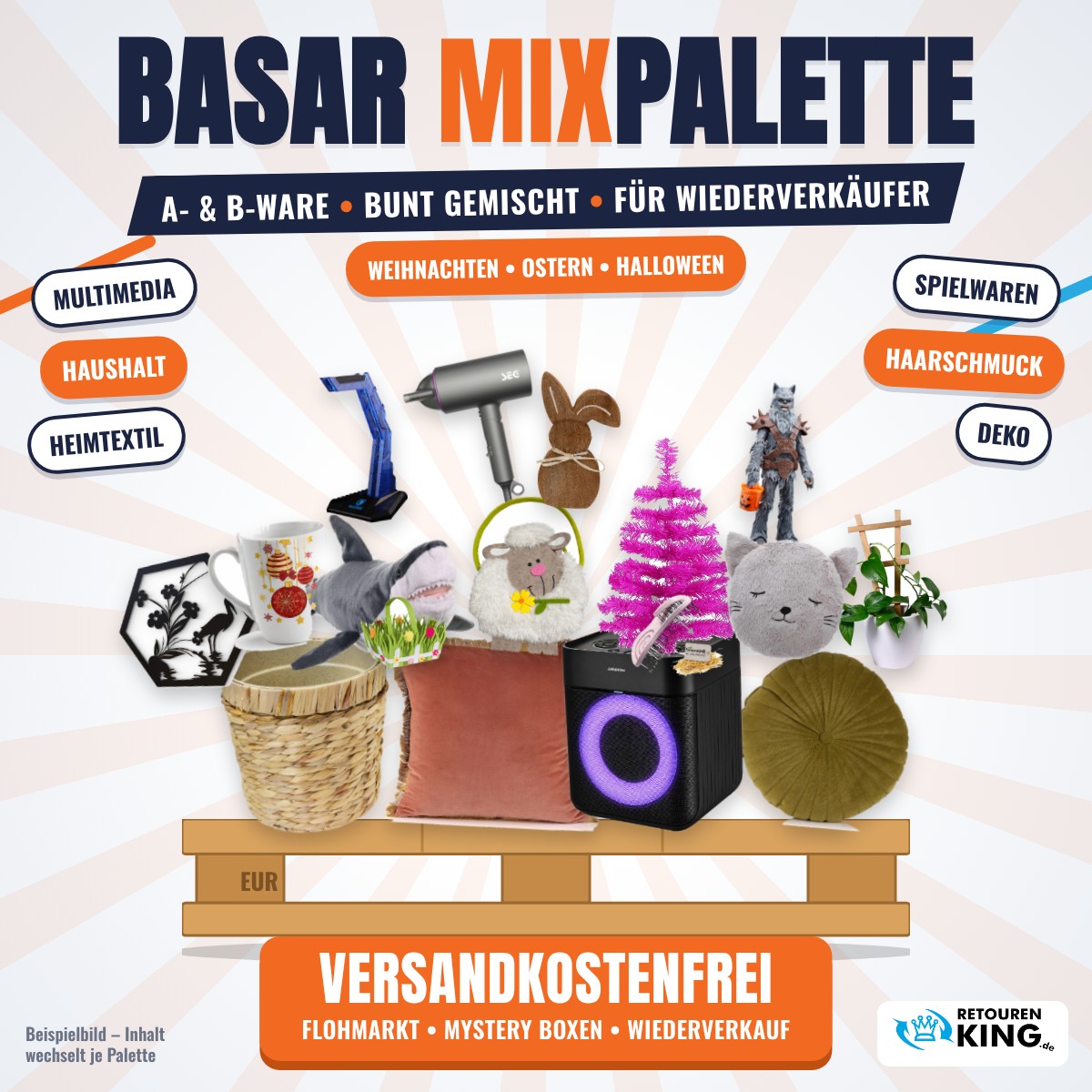 Mischpalette, Sortimentsmix, A- und B-Ware, Haushaltswaren, Dekorationsartikel