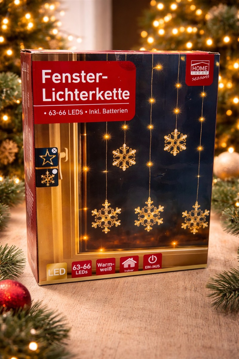 LED Fenster-Lichterkette 3 m warmweiß Schneeflocken