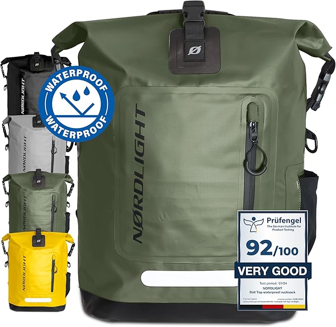 Nordlight Wasserdichter Rucksack Dry Bag 25l - Roll Top Rucksack Kurierrucksack olive