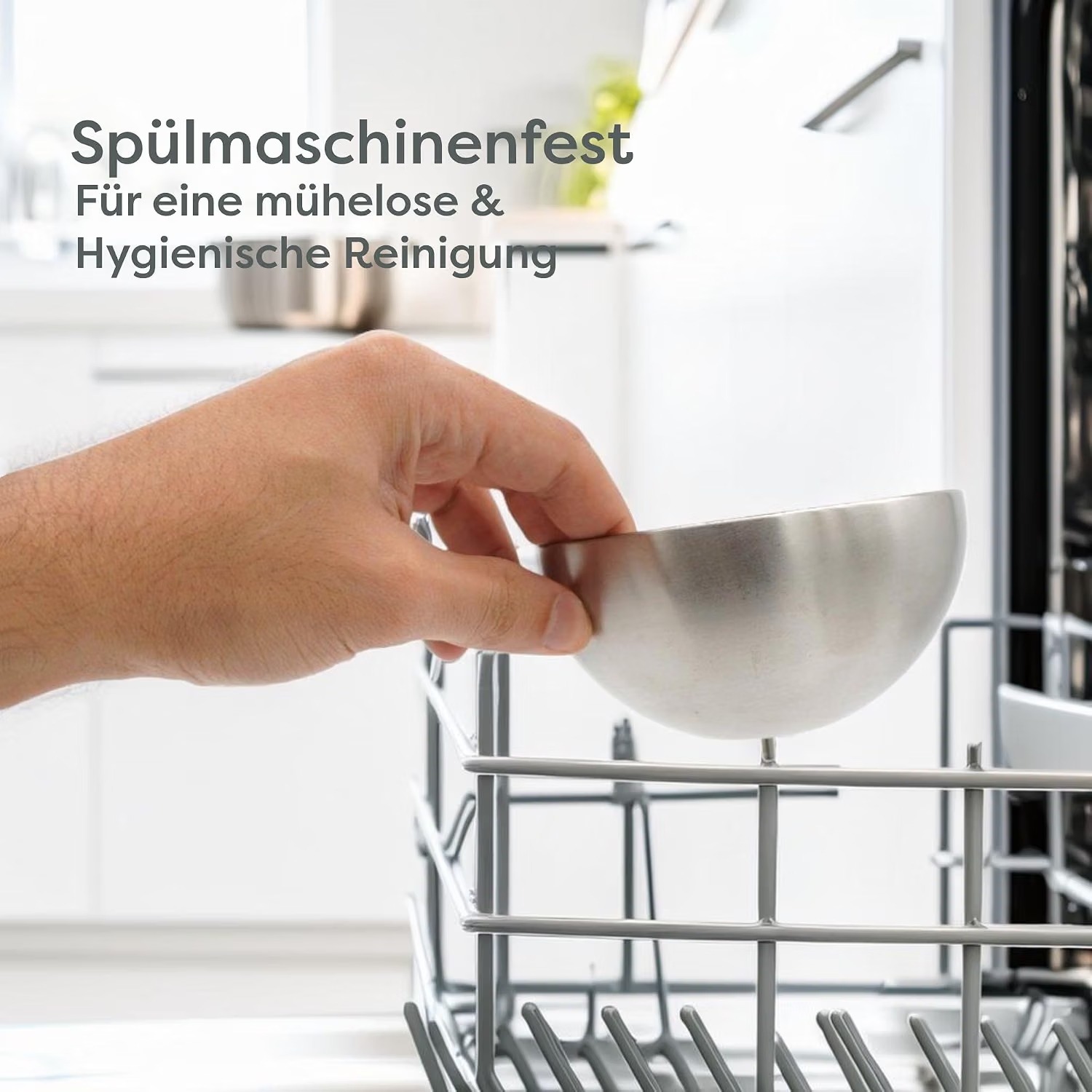 Edelstahlschüssel, Spülmaschinenfest, Silberfarben, Rund, Küchengeschirr
