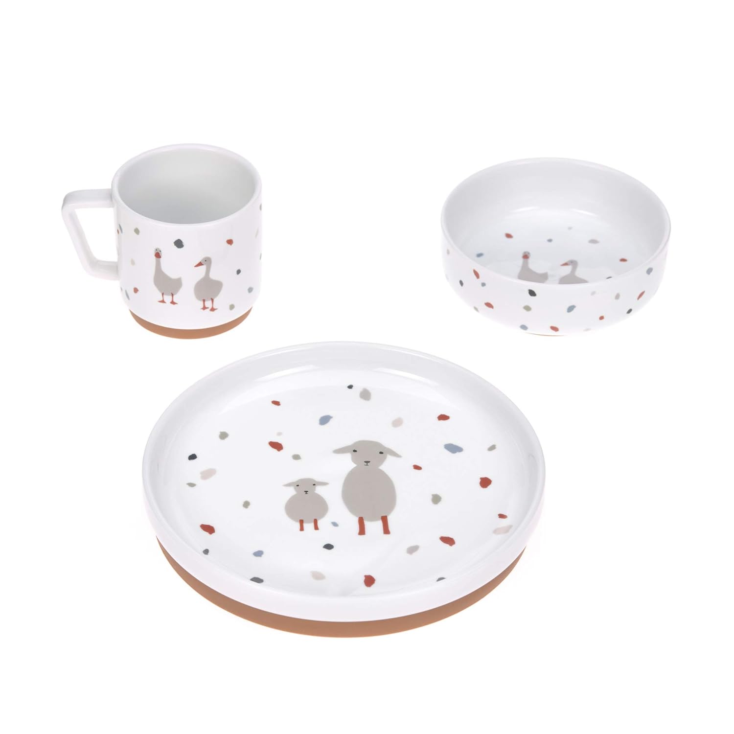 LÄSSIG Geschirrset Porzellan Kindergeschirrset Teller Schüssel Tasse