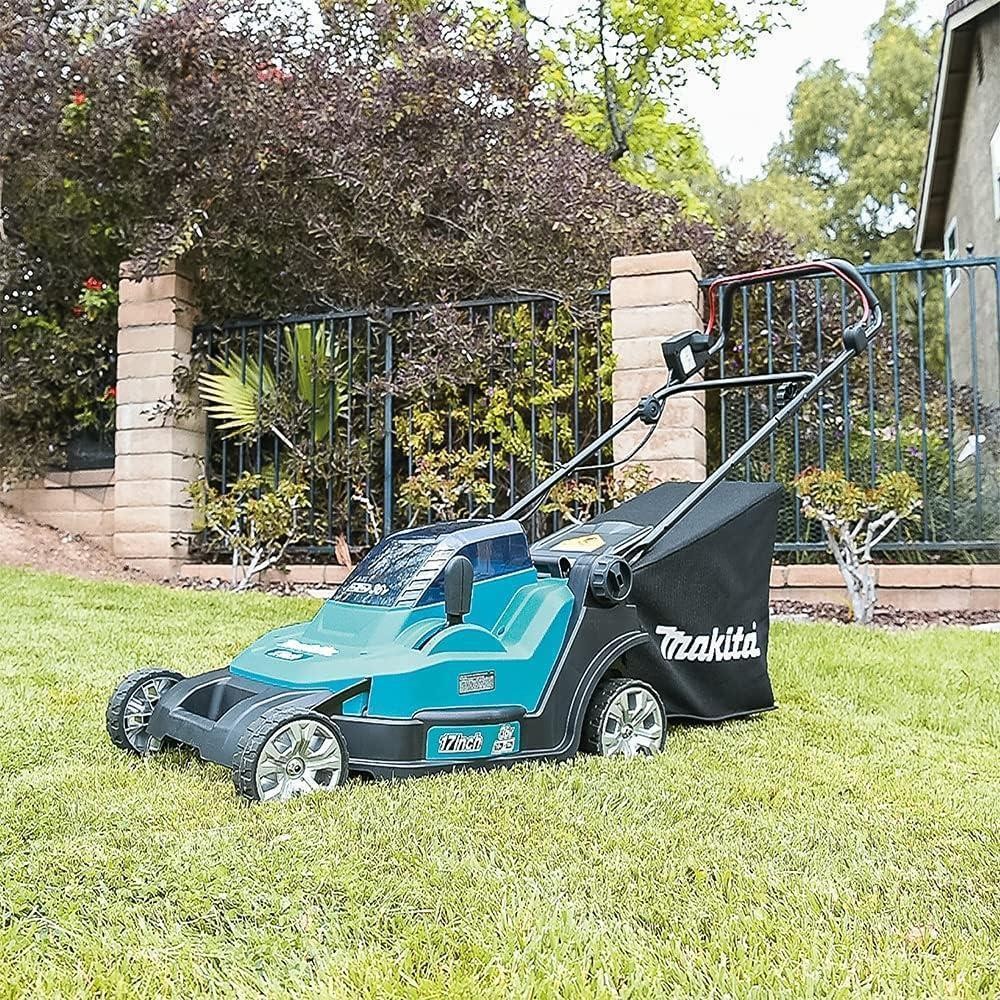 Rasenmäher, Akku-Rasenmäher, Makita, blaue Farbe, 16-Zoll Räder