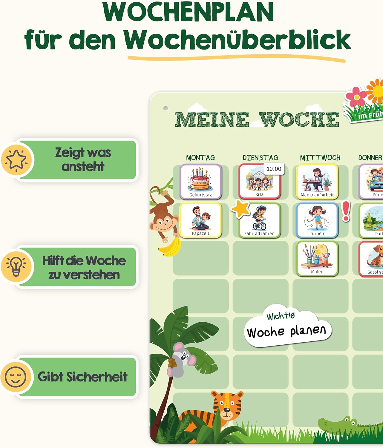 wochenplan, wochenplaner, tagesübersicht, kalender, kinderplan