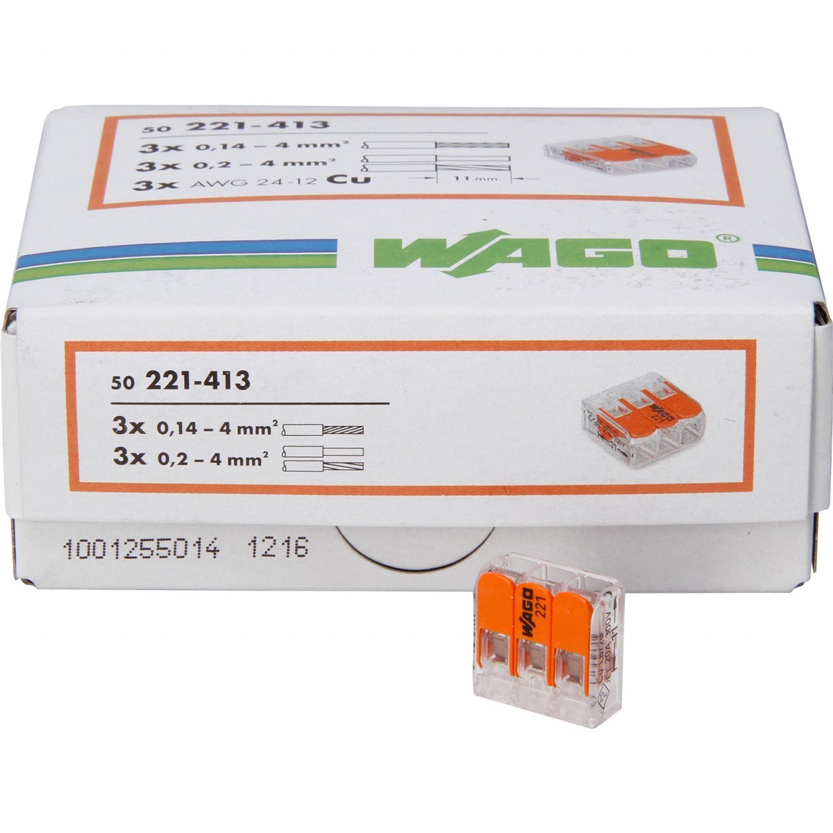 Wago-Verbindungsstecker, Terminalblock, Oranges Insert, PCB-Jumper, Kompakter Elektrikverbinder