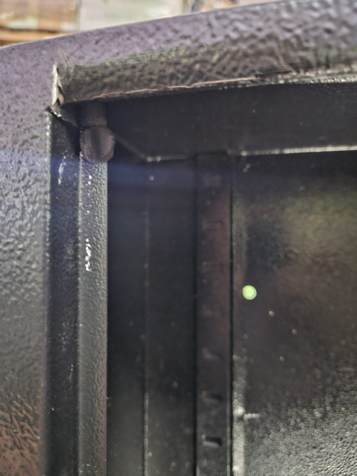 metal, schwarz, innenbereich, ecke, loch