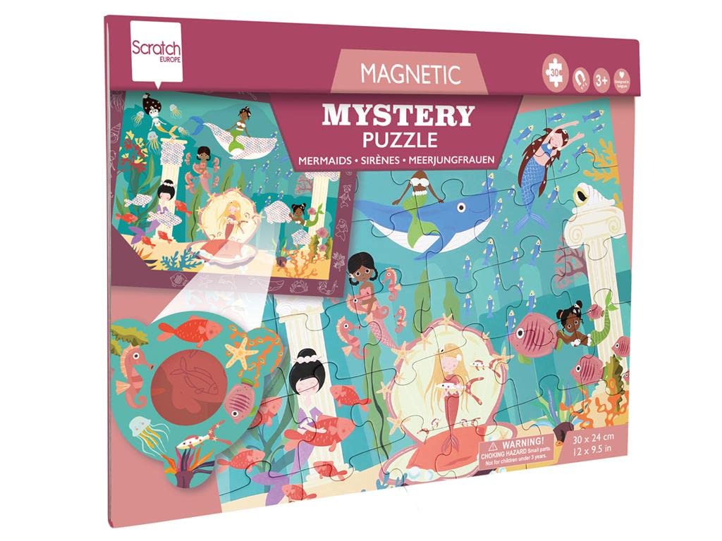 SCRATCH 276181242 Magnetisches Entdeckerpuzzle für Kinder ab 3 Jahren, mit Zauberlupe, Motiv: Meerjungfrau, 30 Teile, Weiß