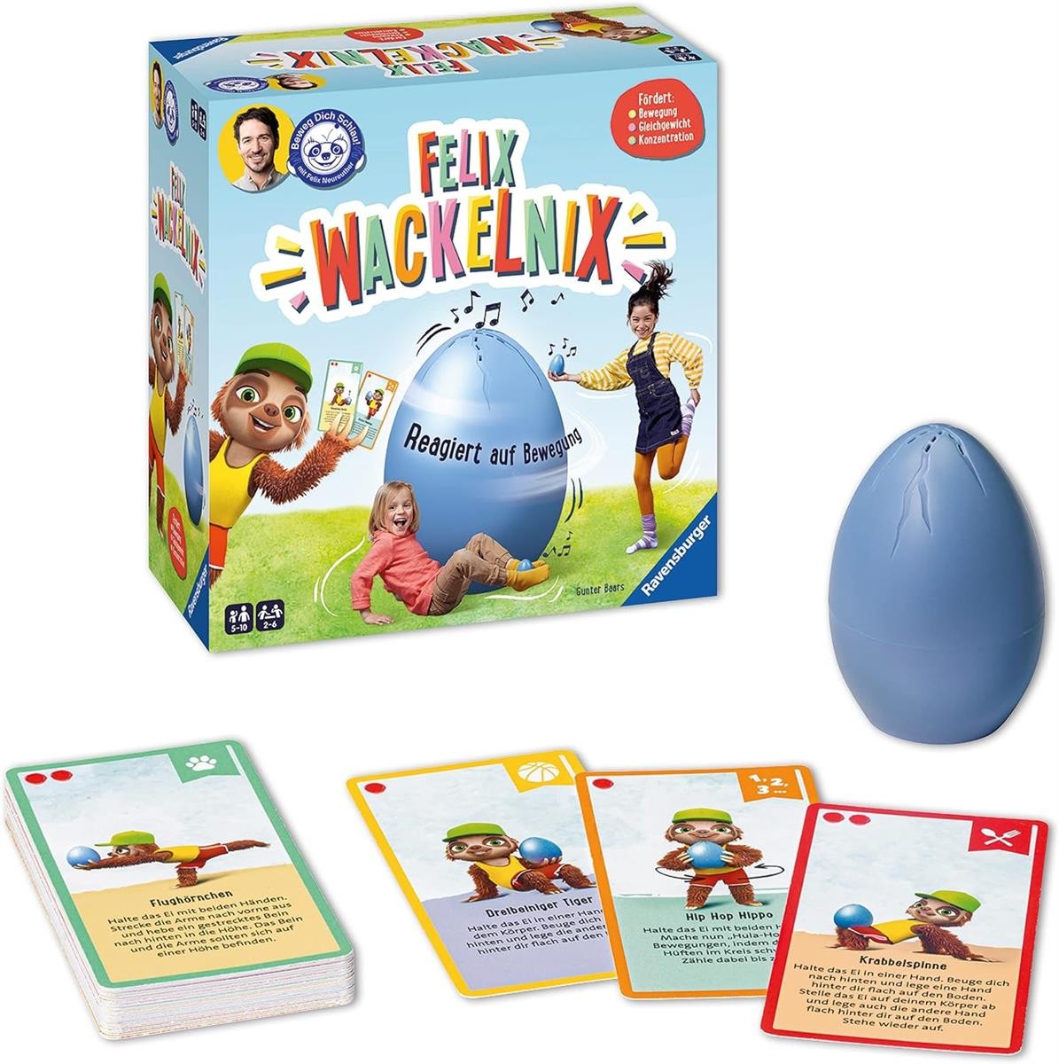 Wackelix, Wackelnest, Eierform, Spielsachen, Karten