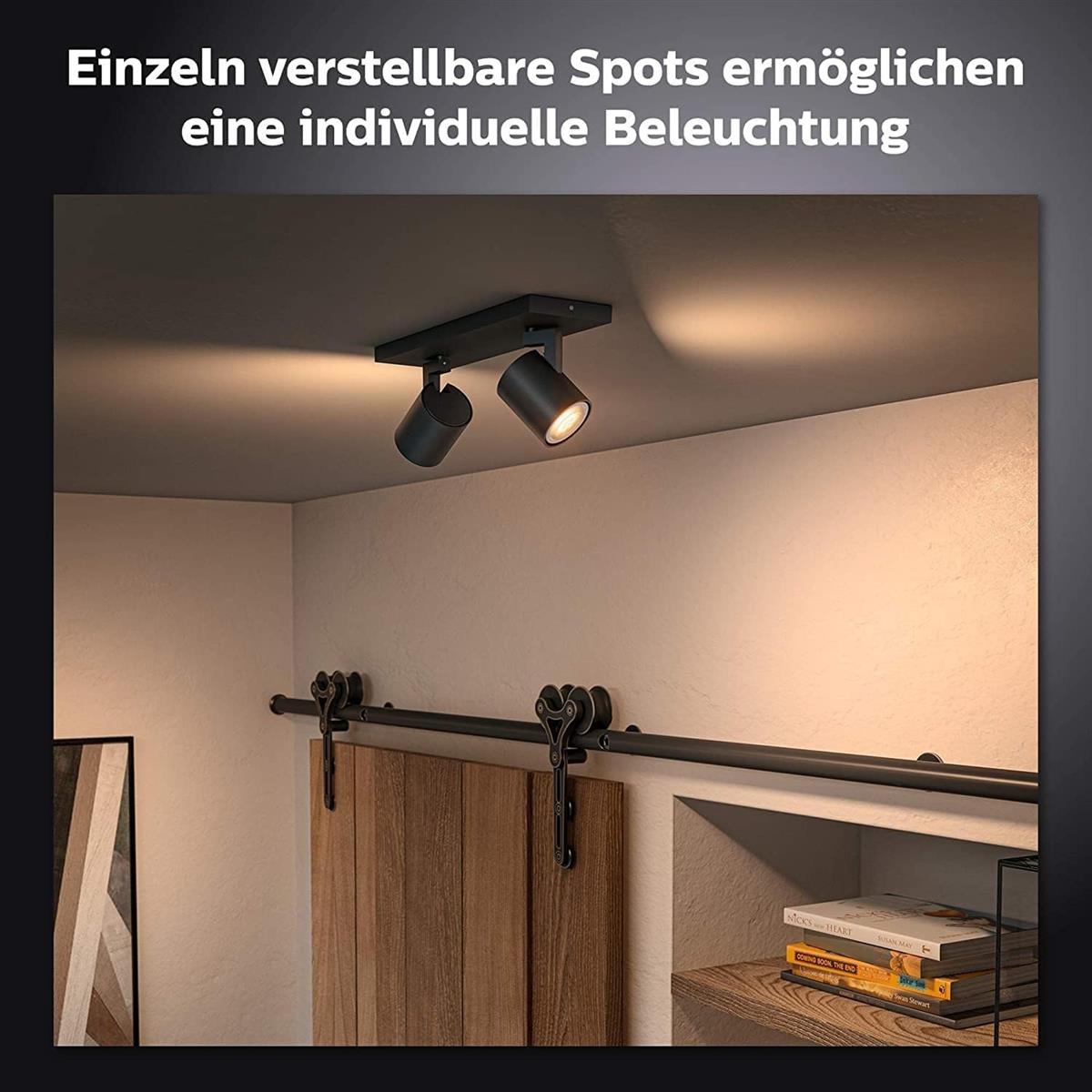 Philips Hue White Ambiance Runner Spot 2 flg. schwarz 2x250lm inkl. Dimmschalter