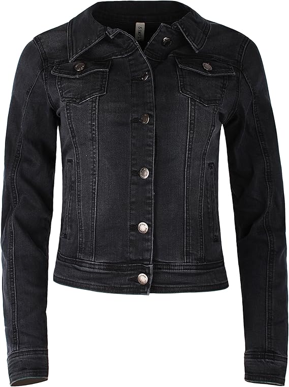 Fraternel Damen Jacke Jeansjacke Denim Jacket talliert Stretch schwarz Gr. 44/XXL