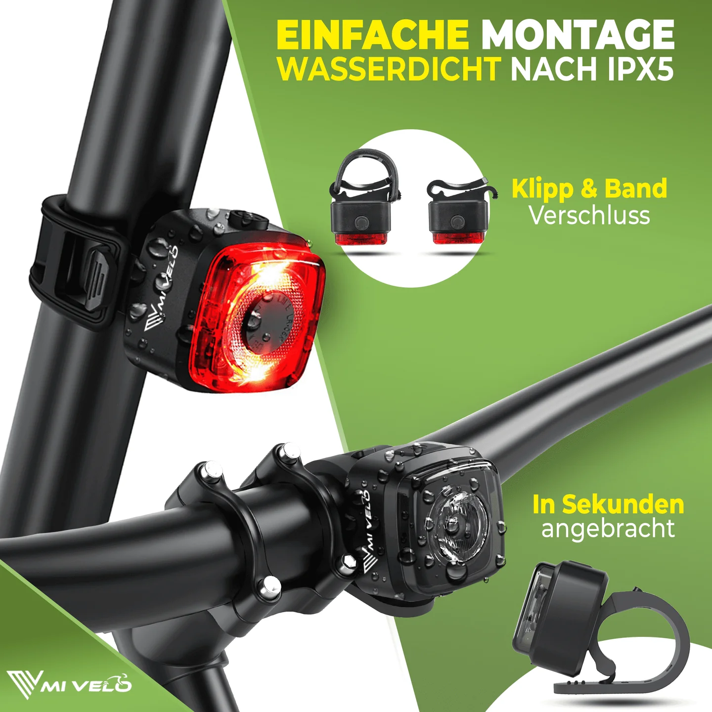 Fahrradlicht Set 30 Lux mit Bremslicht CUBE PRO - LED Vorne Hinten