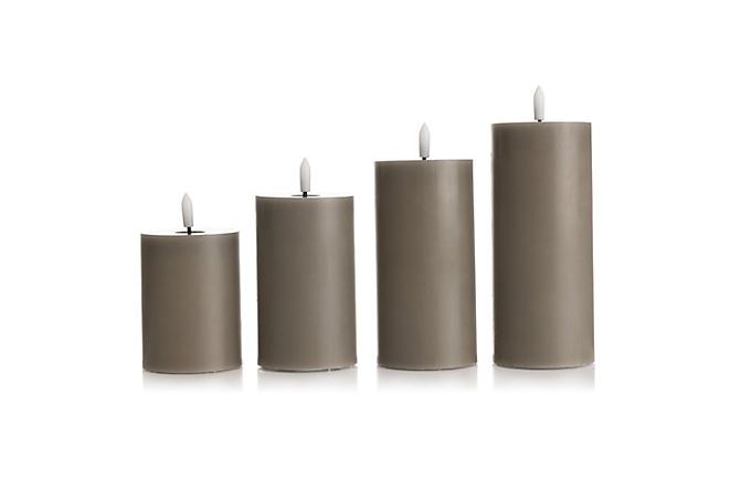 ELAMBIA 4 LED-Kerzen mit Wachsspiegel taupe Dekokerze