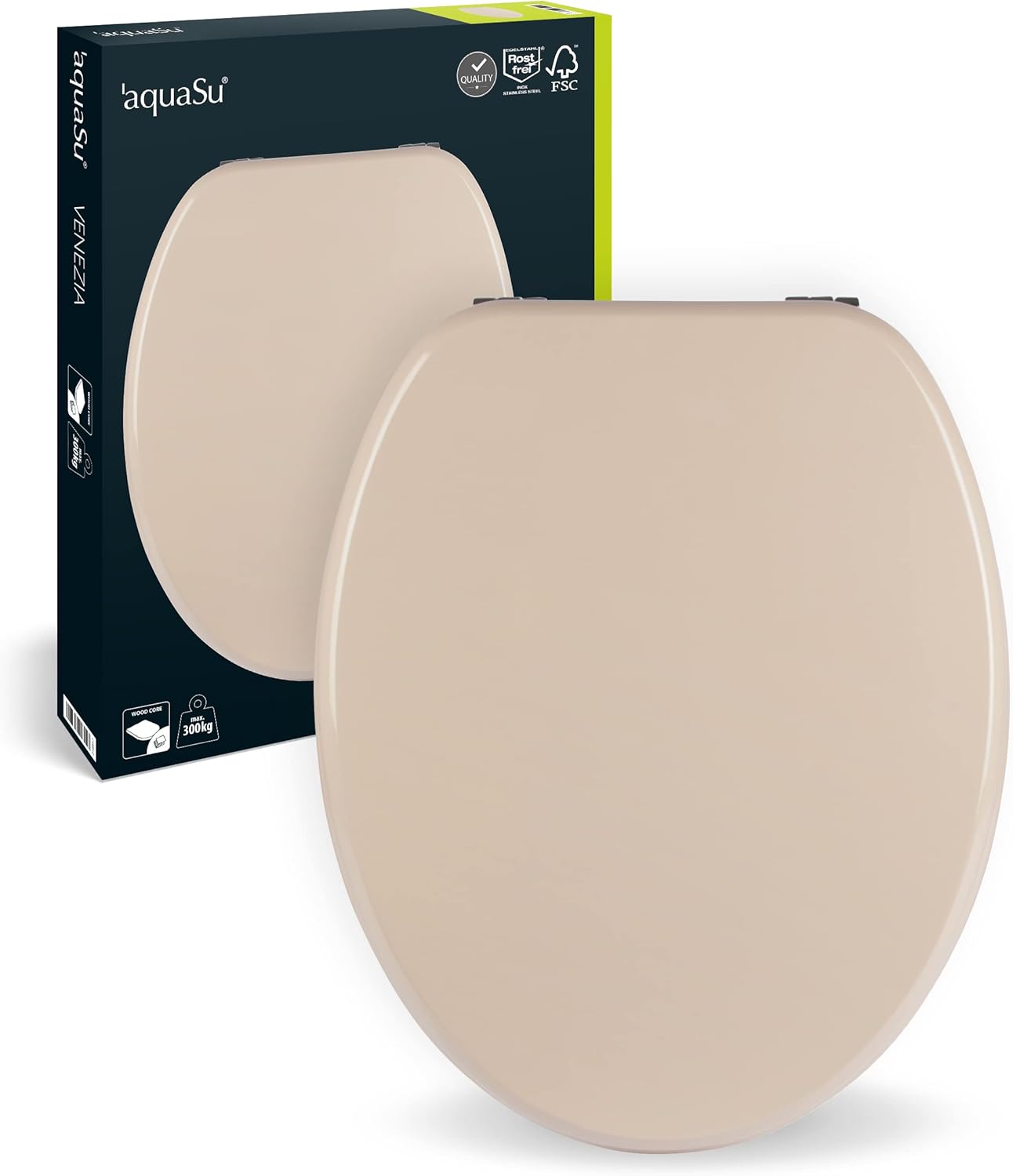 aquaSu® WC-Sitz Venezia in Bahama-Beige Toilettendeckel O Form