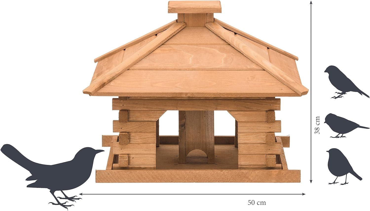 Dobar Vogelfutterhaus Blockhaus-Stil Futtersilo Vogelhaus Vogelvilla Holz Futterhaus DH178