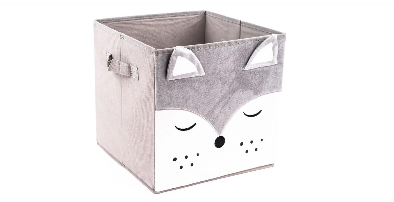 Kinder-Aufbewahrungsbox "Fuchs" - Samt - grau