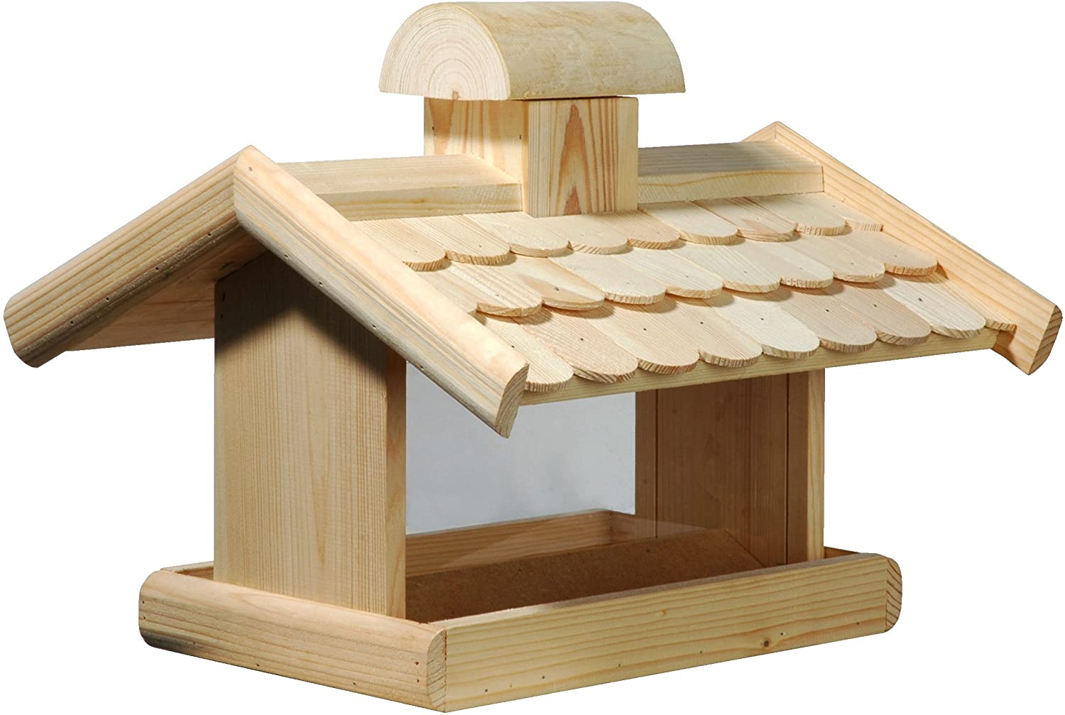 Dobar Vogelhaus mit Futter-Silo mit Holz Dachschindeln Futterhaus