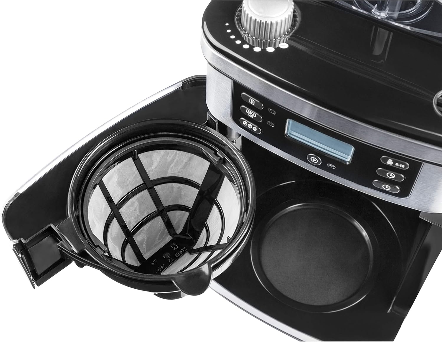MEDION MD15486 Kaffeemaschine mit Mahlwerk und Glaskanne Wassertank: 1,5 Liter 8 Mahlstufen max. 1050 Watt silber edelstahl