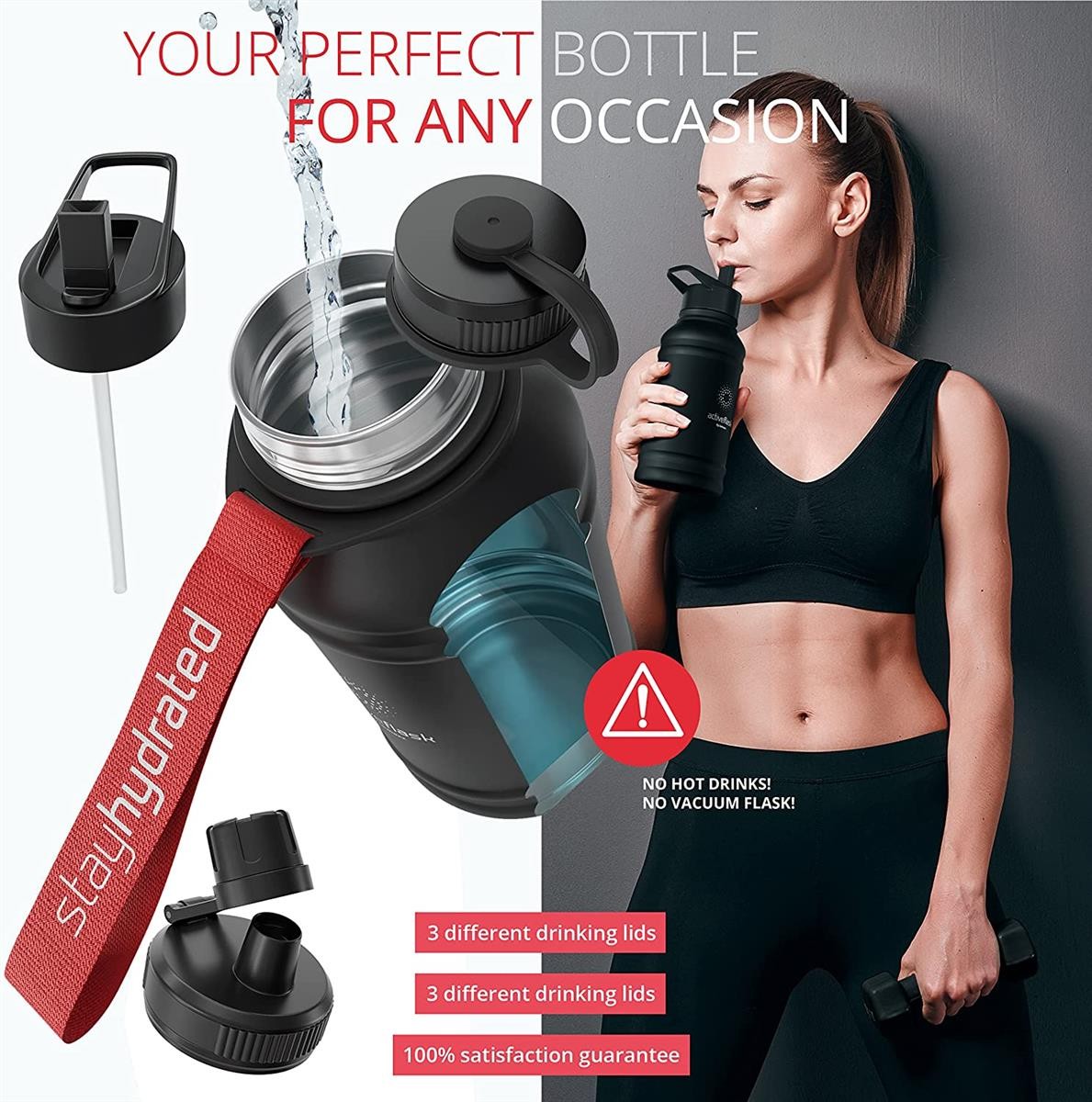 sportsflasche, Wasserflasche, Fitness-Accessoire, Plastikflasche, Schlauchdeckel