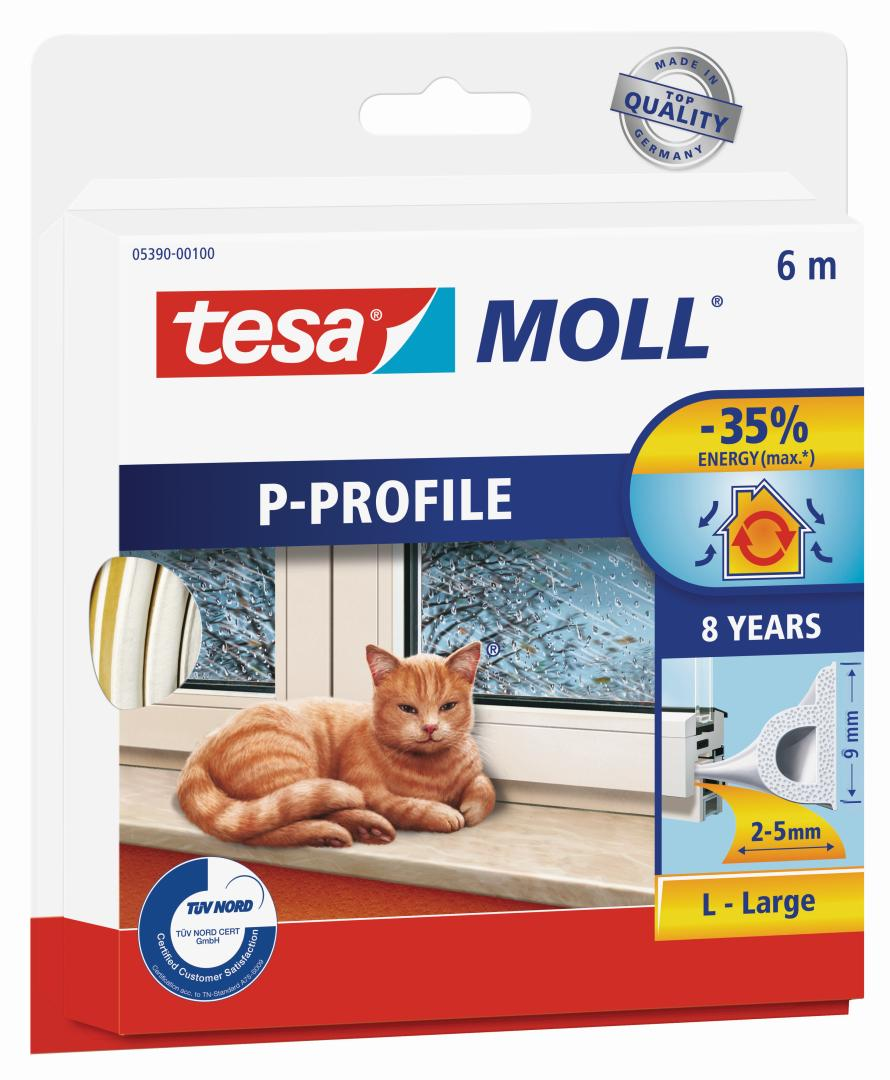 Fensterdichtungsband, P-Profil, Schaumstoff, weiß, 6 m