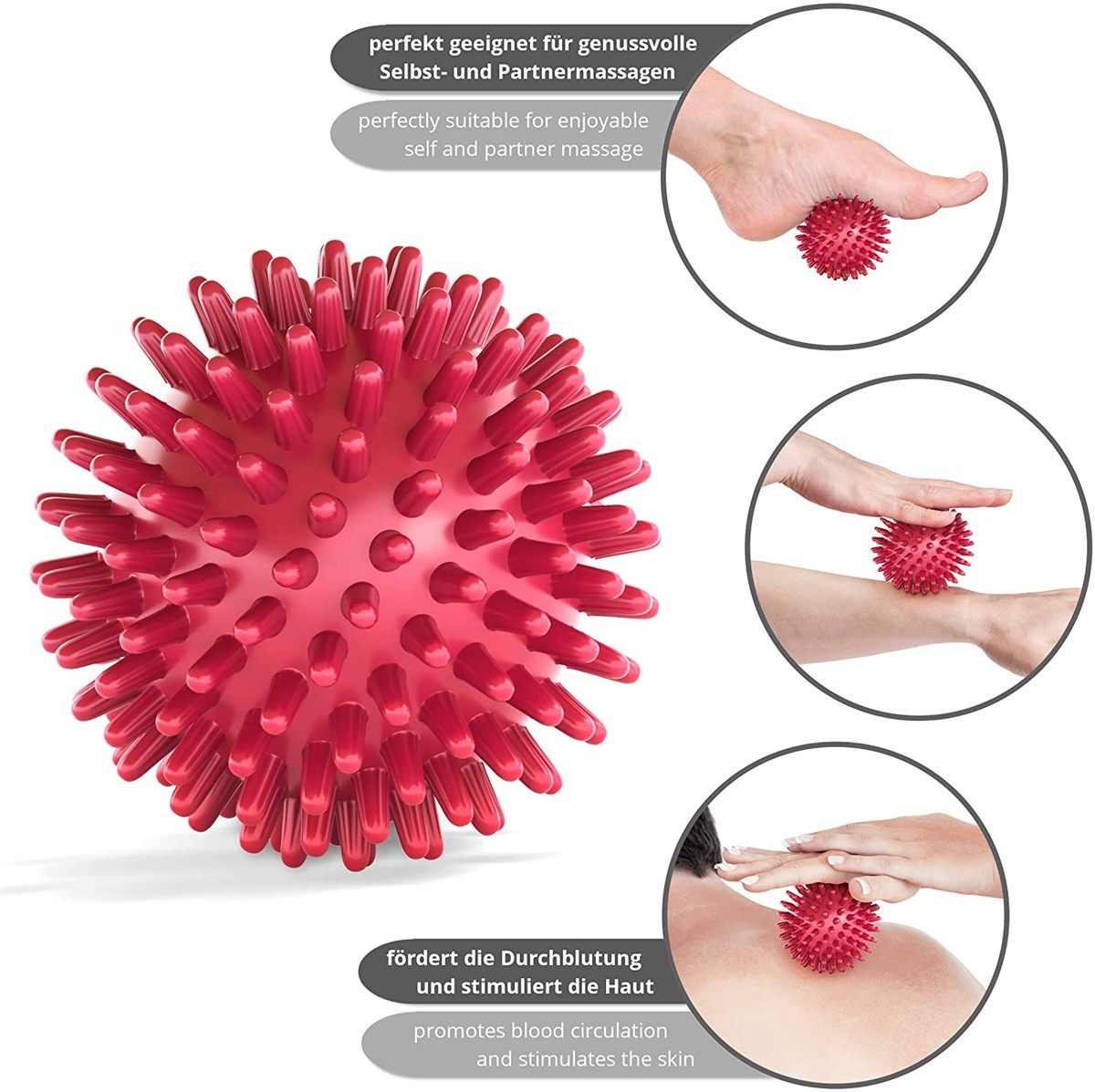 Schädelkugel?, Massageball, Spiky ball, Rot-rosa Farbe, Durchblutung Förderung