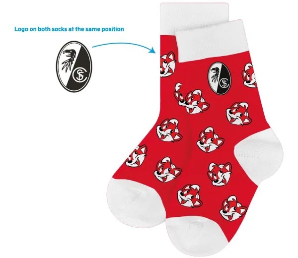 Socken, Rot, Socken mit Muster, Tiermotiv, Logo-Position