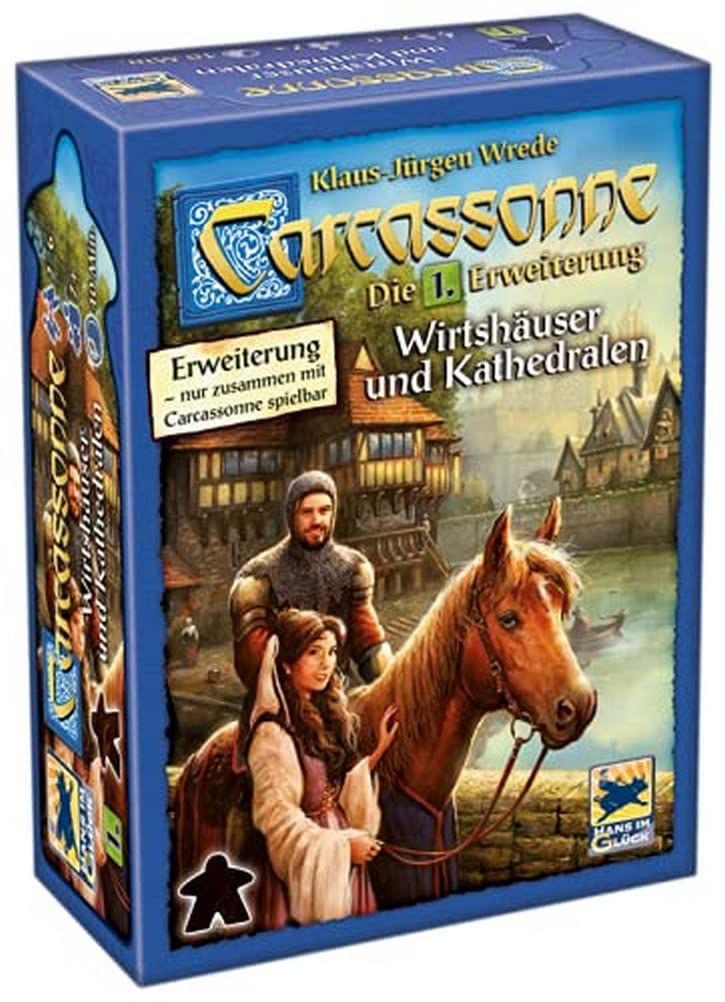 Hans im Glück, Carcassonne – Wirtshäuser und Kathedralen, 1. Erweiterung, Familienspiel, Brettspiel, 2-6 Spieler, Ab 7+ Jahren, 40+ Minuten, Deutsch