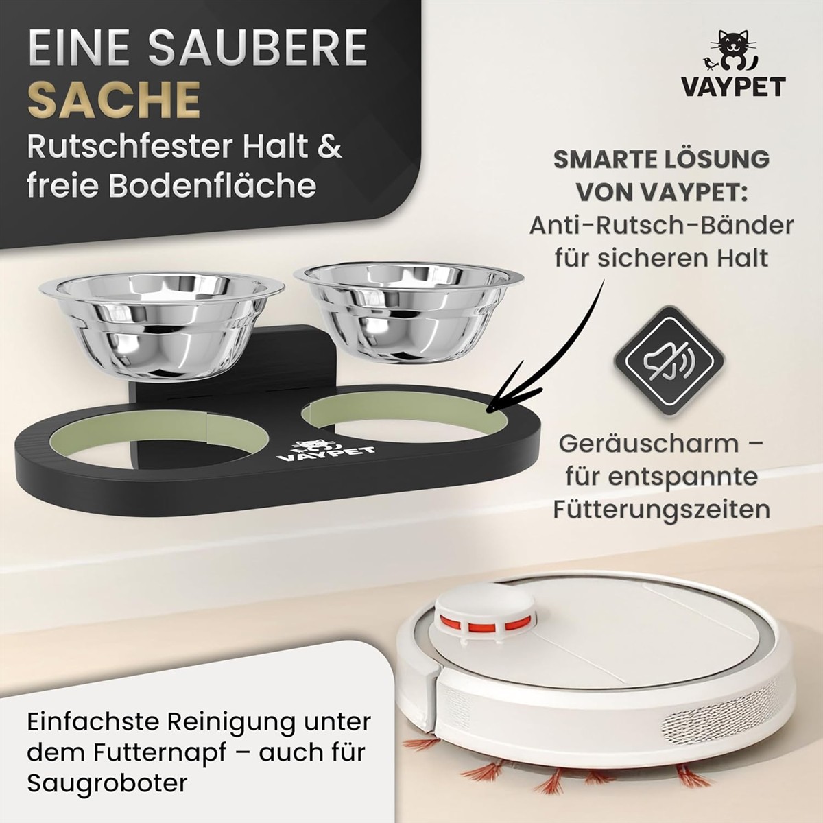 Schüsselhalter, Rutschfest, Bodenfläche, Futterstation, Anti-Rutsch-Bänder