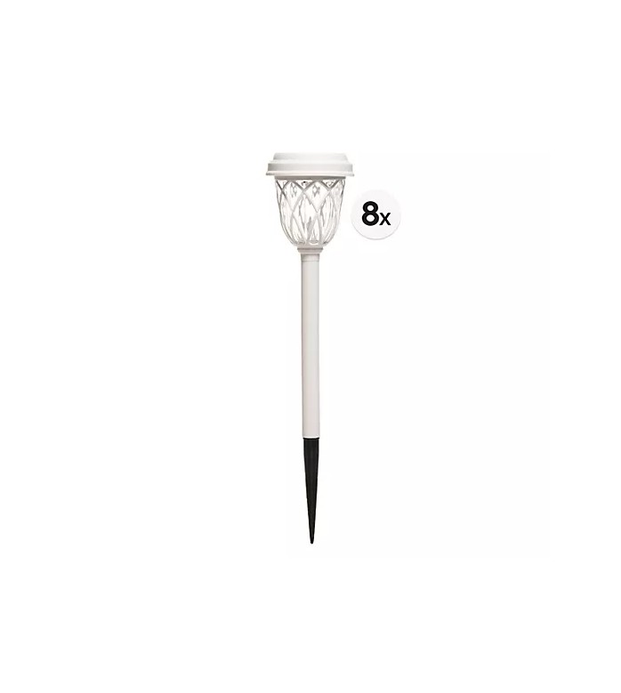 LUMIDA Garden 8 Solar Gartenstecker weiß Solarstecker Gartenleuchte Solarlicht