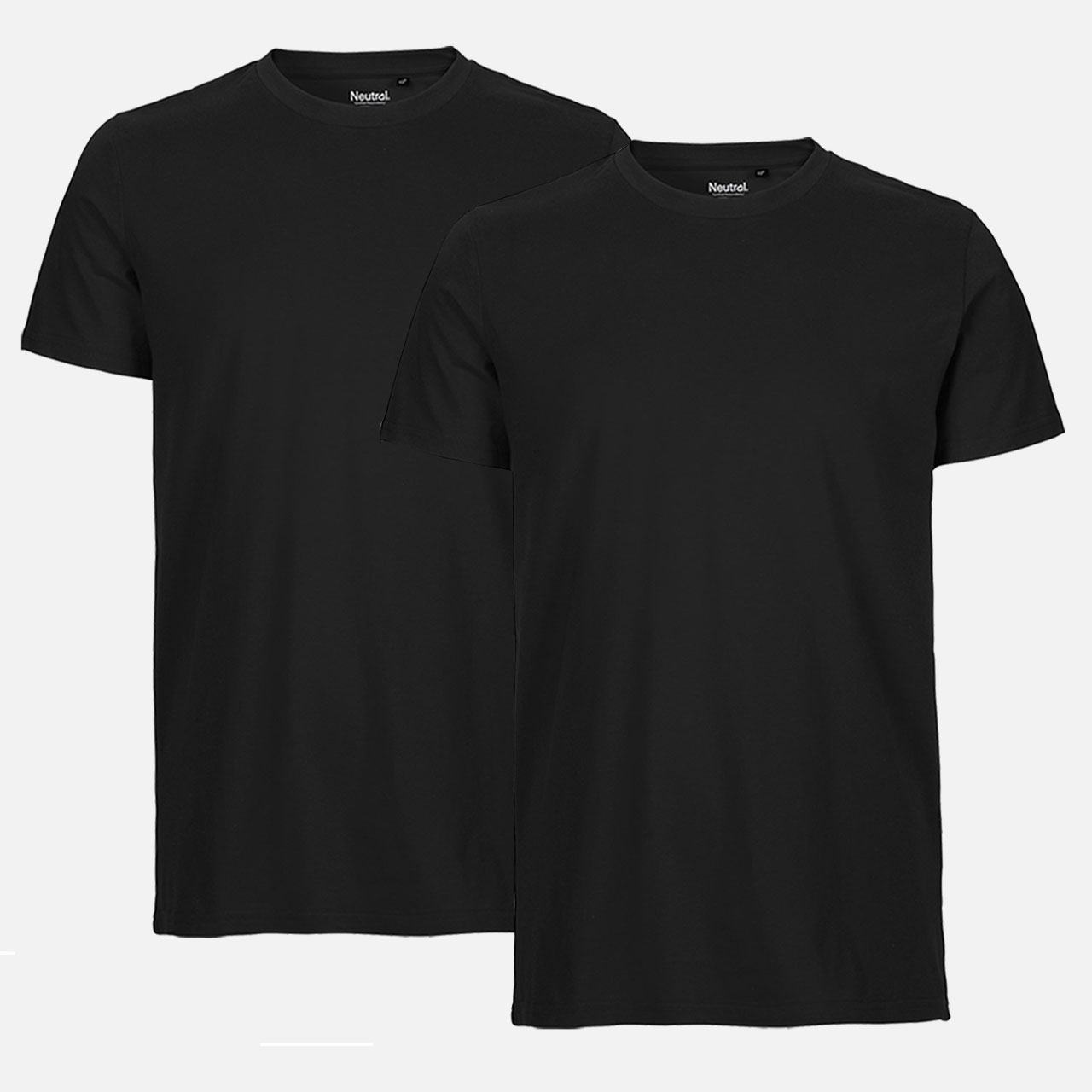 T-Shirt, 2er-Pack, Schwarz, Rundhalsausschnitt, Kurzarm