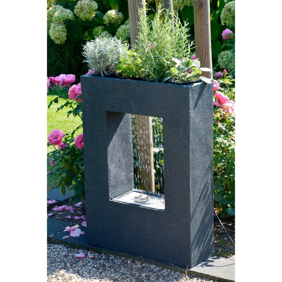 Blumentopf, Pflanzgefäß, Betonrahmen, Gartengefäß, Rosettenpflanzung